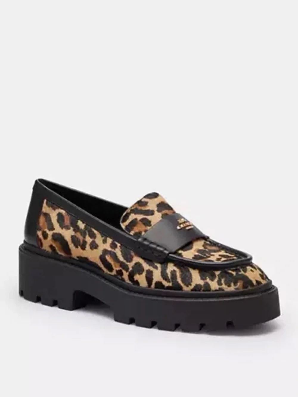 NWT COACH LUCY LEOPARD PRINT PLATFORM LOAFERS | 7.5W